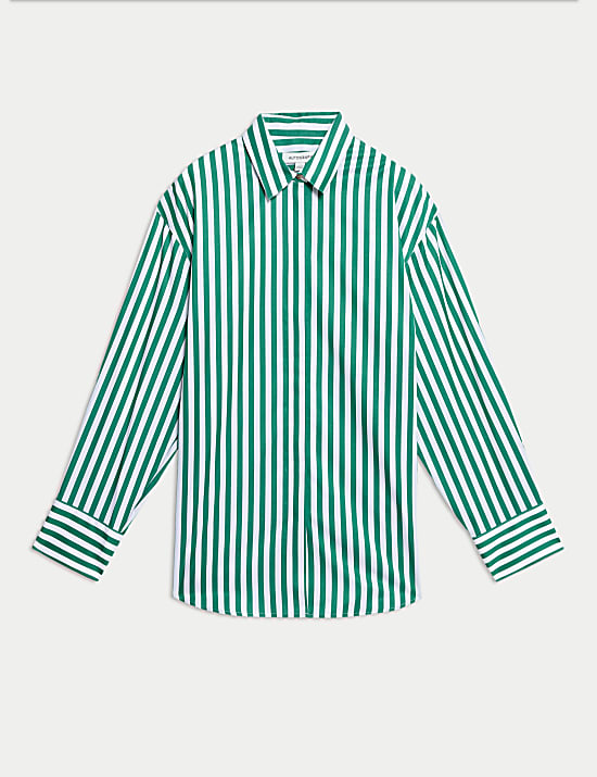 Gestreiftes Hemd aus reiner Baumwolle in bequemer Passform mit Kragen