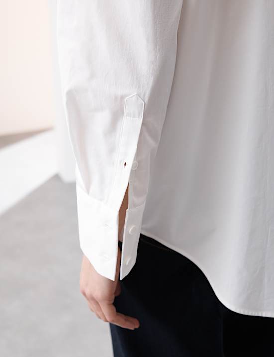Pure Cotton Broderie Detail Relaxed Shirt