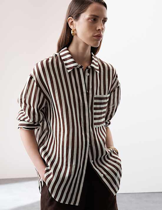 Pure Ramie Striped Shirt