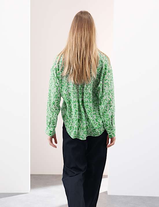 Printed Tie Neck Shirt