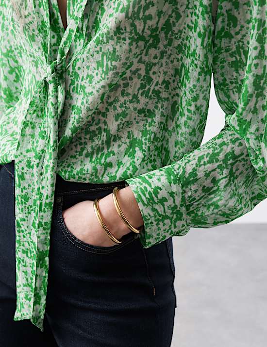 Printed Tie Neck Shirt