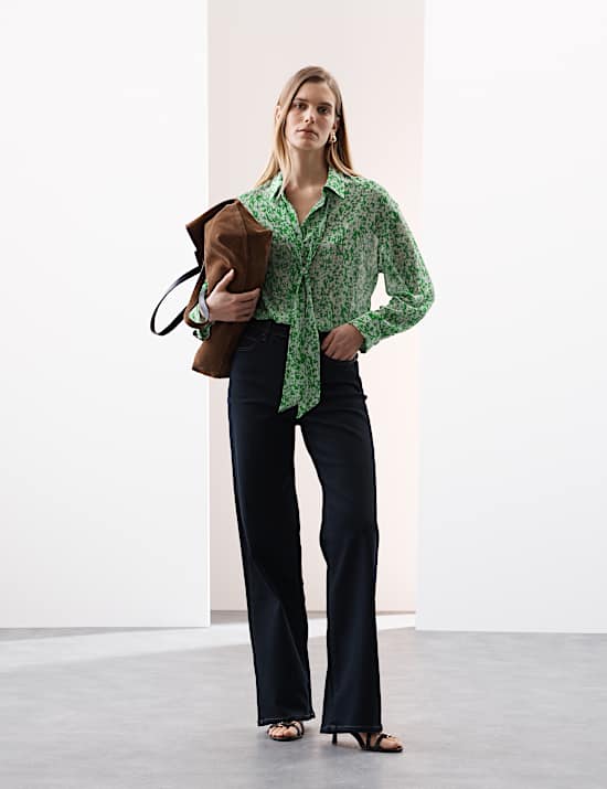 Printed Tie Neck Shirt