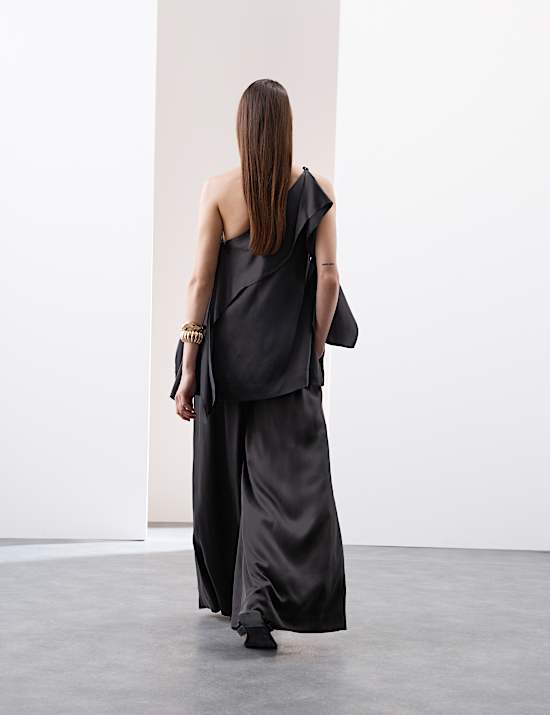 Cupro Rich One Shoulder Longline Top