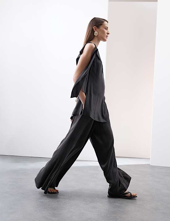 Cupro Rich One Shoulder Longline Top