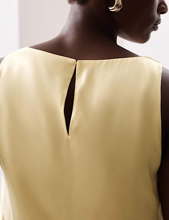 Τοπ με Ασύμμετρη Draped Λαιμόκοψη Cowl από Μείγμα Cupro