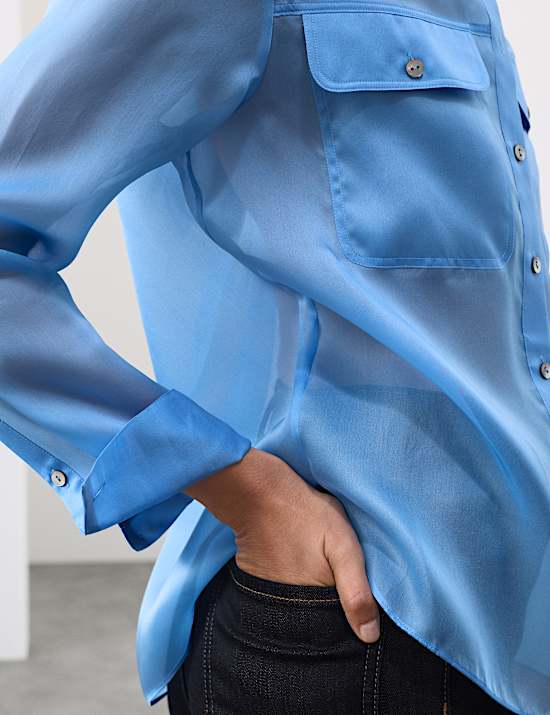 Pure Silk Organza Relaxed Utility Shirt