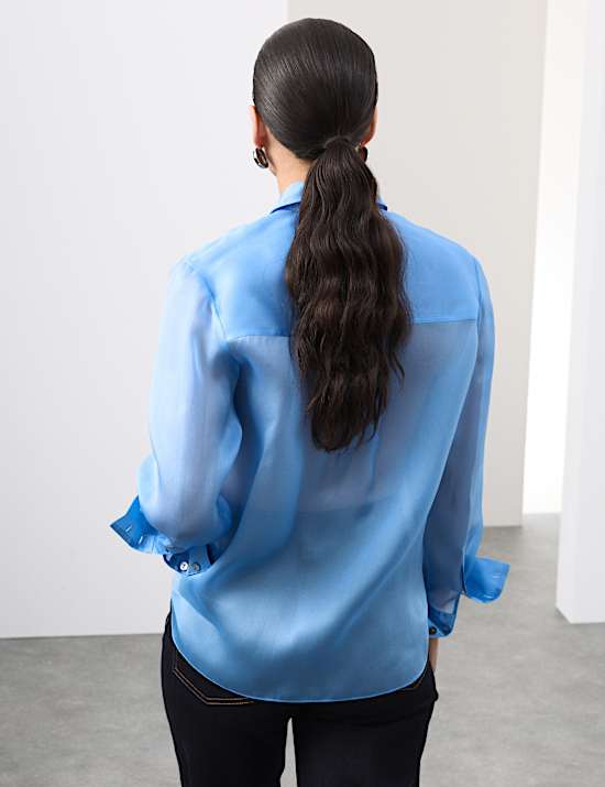 Pure Silk Organza Relaxed Utility Shirt