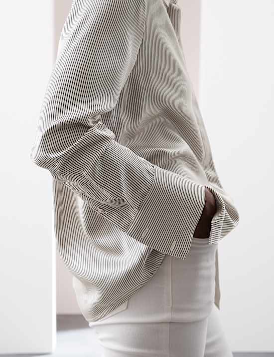 Modal Blend Satin Striped Shirt