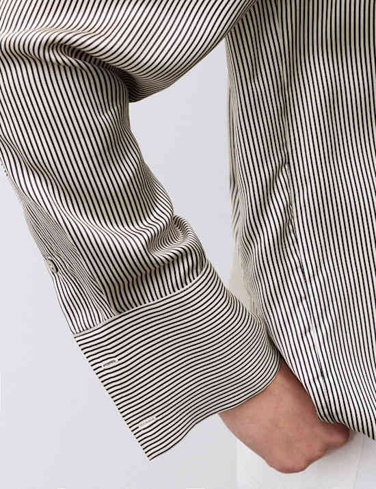 Modal Blend Satin Striped Shirt