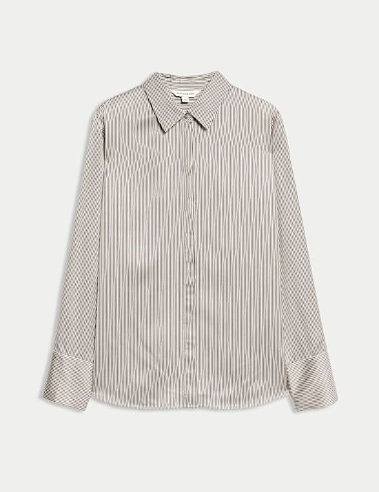 Modal Blend Satin Striped Shirt