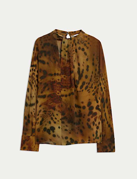 Drapierte Bluse mit Animalprint