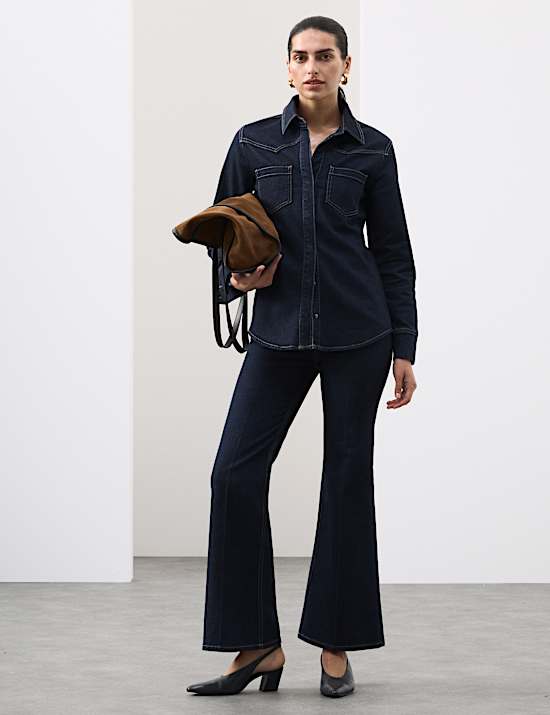 Cotton Rich Denim Fitted Shirt