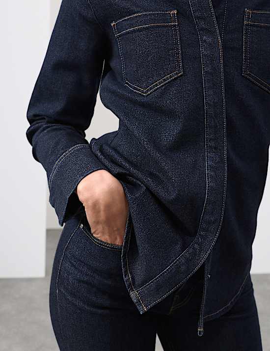Cotton Rich Denim Fitted Shirt