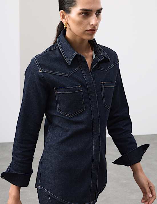 Cotton Rich Denim Fitted Shirt