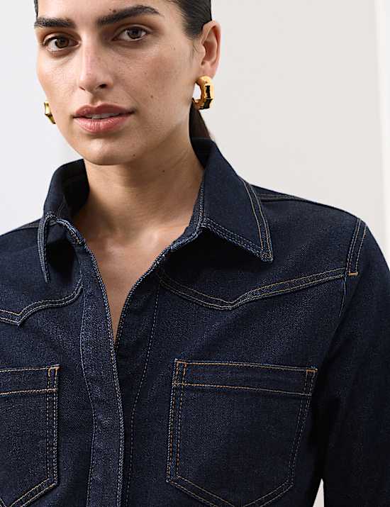 Cotton Rich Denim Fitted Shirt