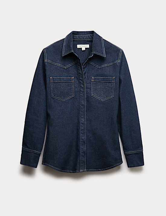 Cotton Rich Denim Fitted Shirt