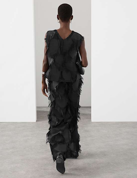 Top coupe décontractée à détail torsadé au dos et franges