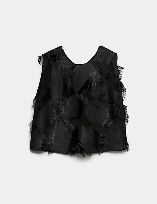 Top coupe décontractée à détail torsadé au dos et franges