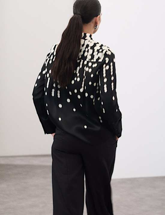 Cupro Rich Spot Print Relaxed Shirt