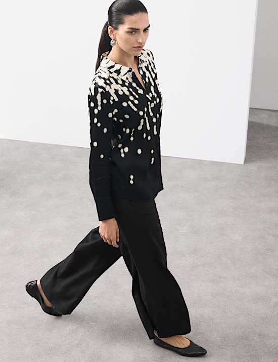 Cupro Rich Spot Print Relaxed Shirt