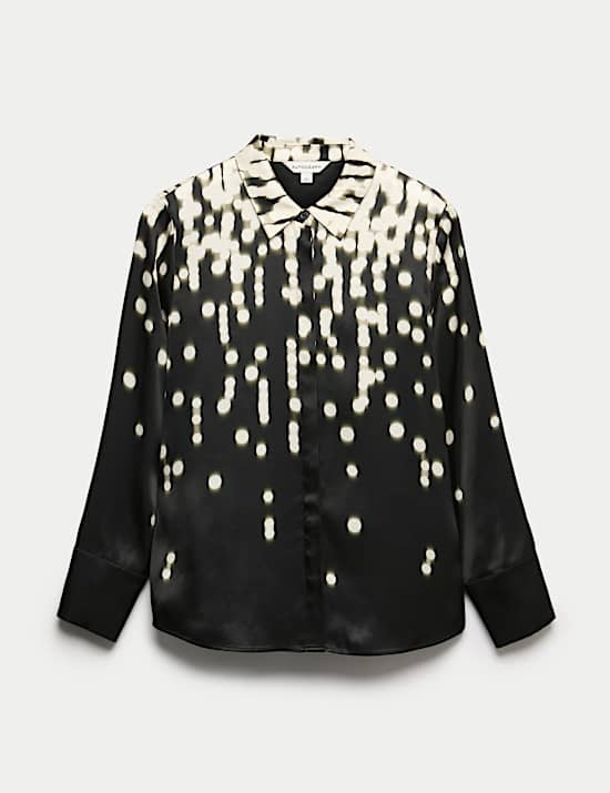 Cupro Rich Spot Print Relaxed Shirt