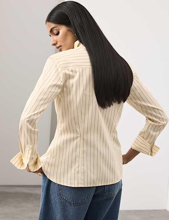 Pure Cotton Striped Fitted Waisted Shirt