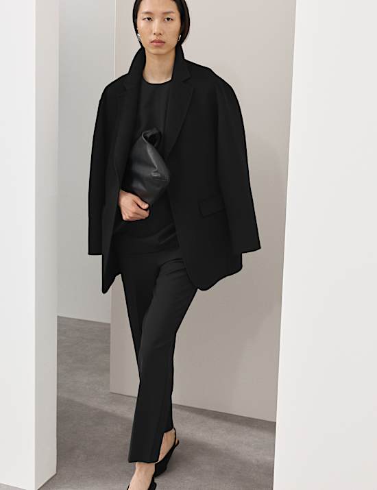 Top ajust&eacute; en laine m&eacute;lang&eacute;e &agrave; col rond