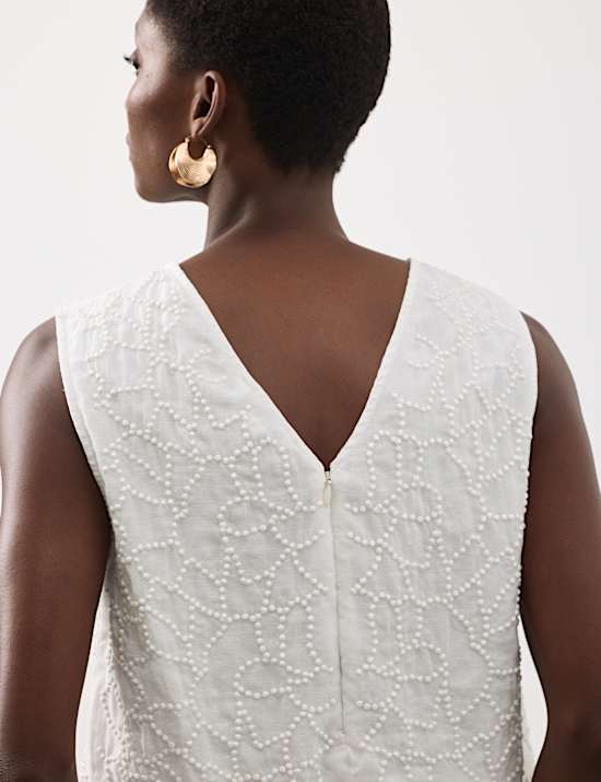 Viscose Rich Embroidered Shell Top