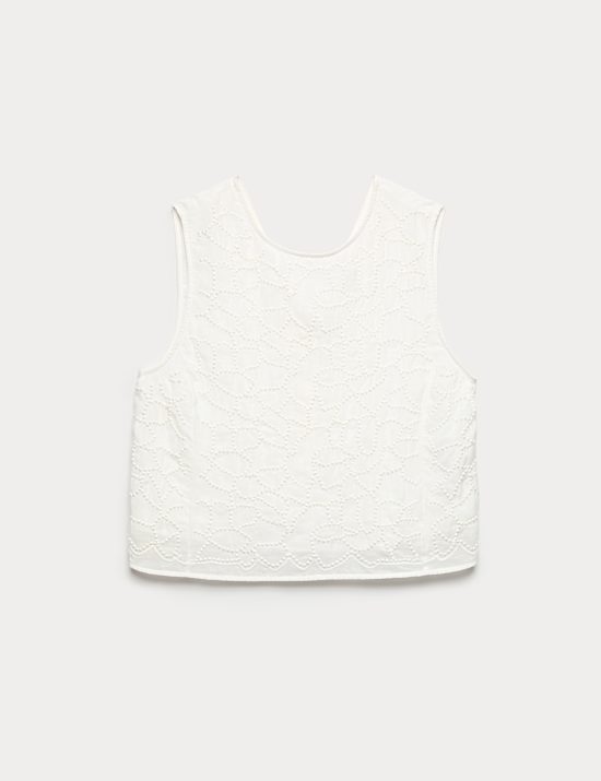 Viscose Rich Embroidered Shell Top