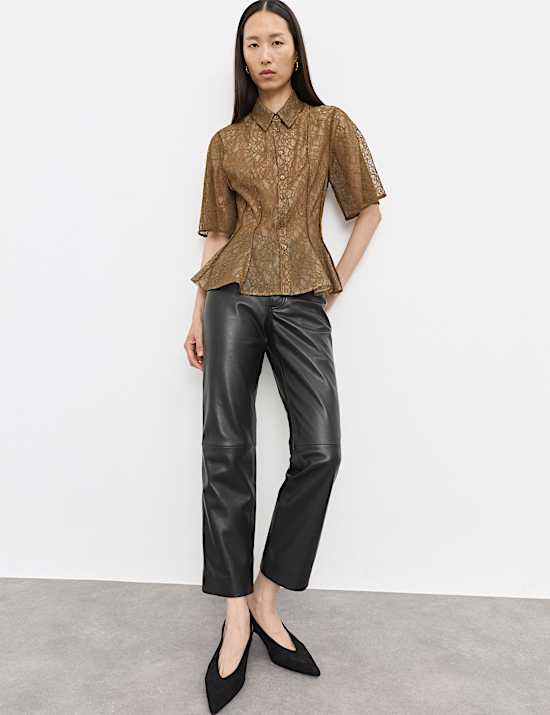 Lace Collared Waisted Shirt