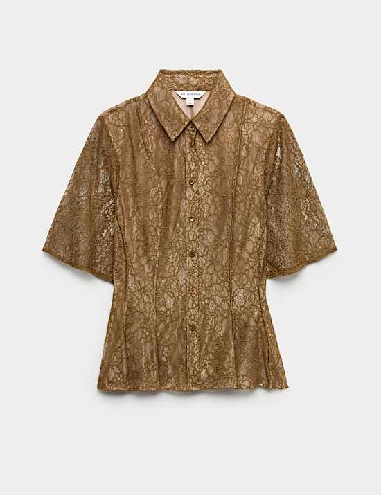 Lace Collared Waisted Shirt