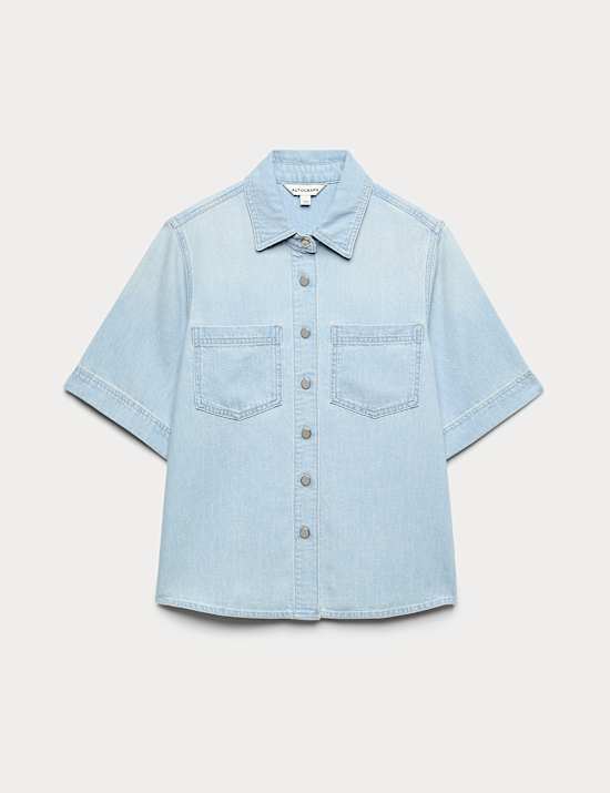 Denim Collared Relaxed Shirt
