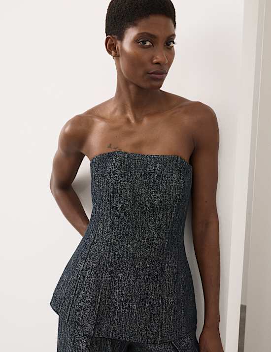 Linen Rich Fitted Bandeau Top