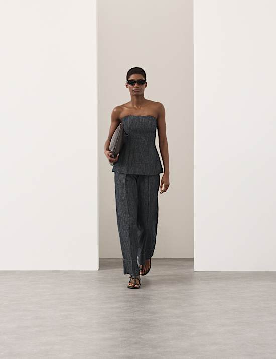 Linen Rich Fitted Bandeau Top