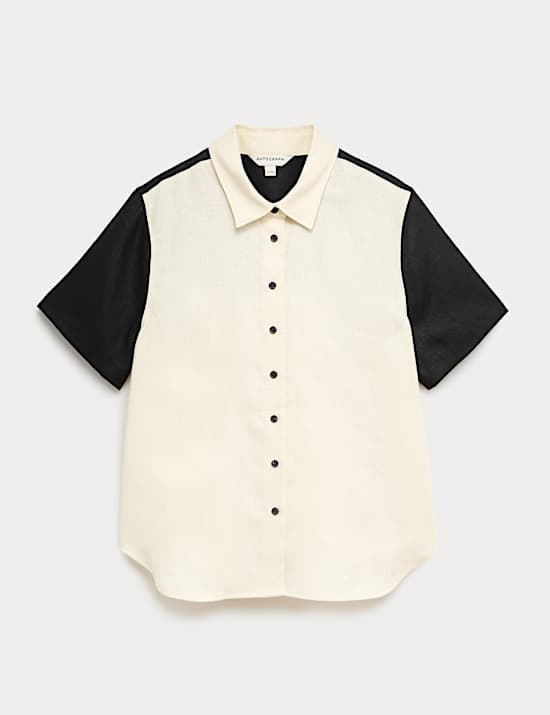 Pure Flax Linen Contrast Resort Shirt