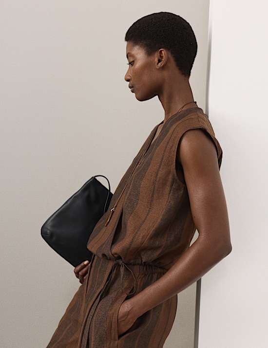 Pure Flax Linen Striped Wrap Top