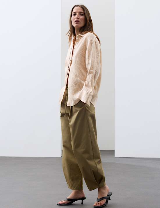 Chemise &agrave; rayures en lin avec soie