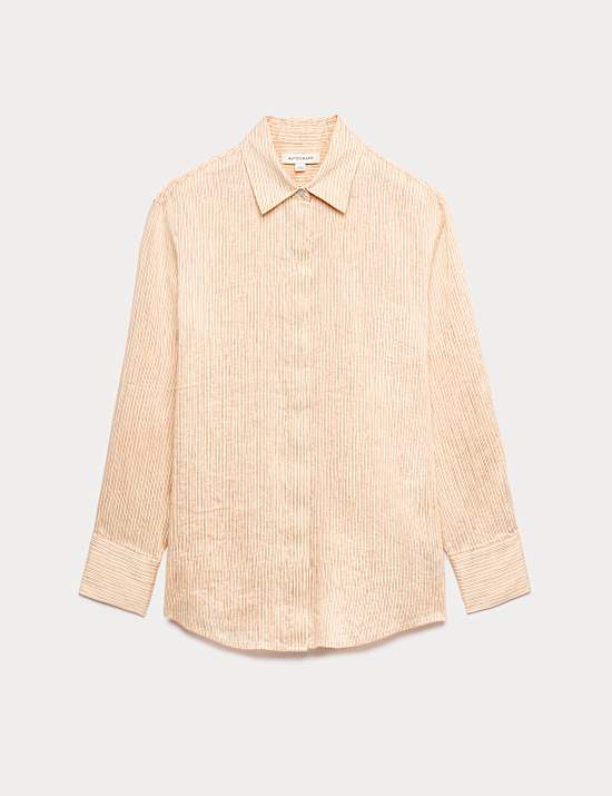 Chemise &agrave; rayures en lin avec soie