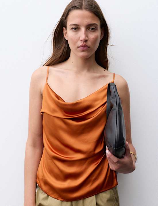 Satin Cowl Neck Cami Top
