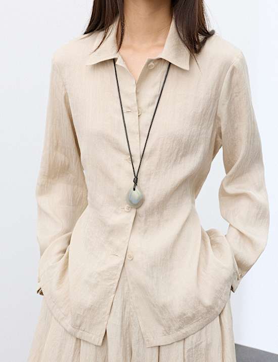 Chemise textur&eacute;e en lyocell avec n&oelig;ud
