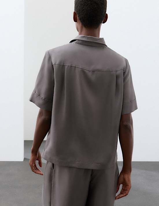 Pure Silk Collared Utility Shirt