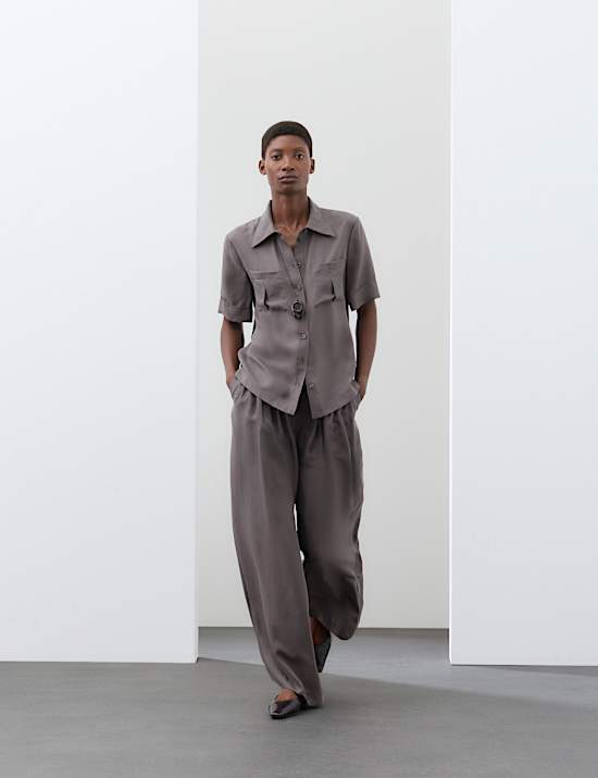 Pure Silk Collared Utility Shirt