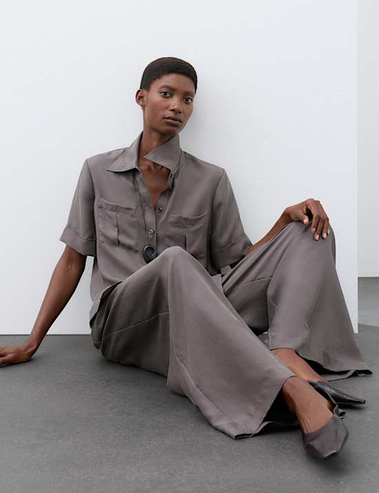 Pure Silk Collared Utility Shirt