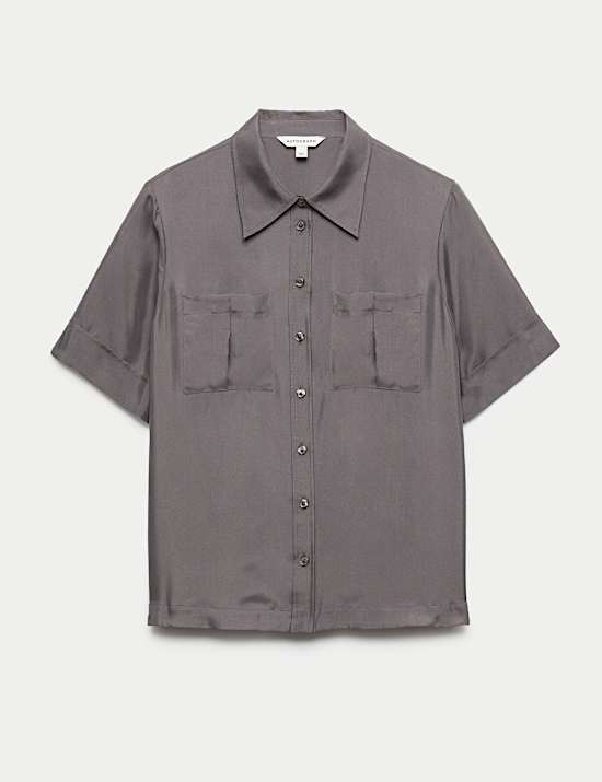 Pure Silk Collared Utility Shirt