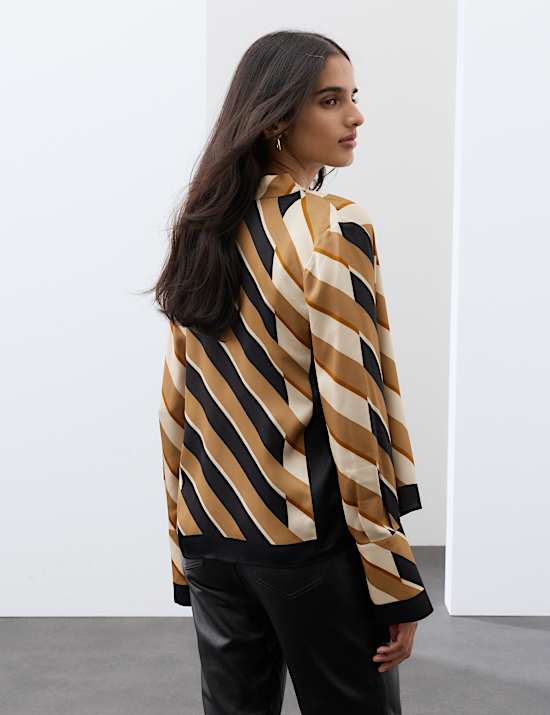 Striped Cowl Neck Blouse