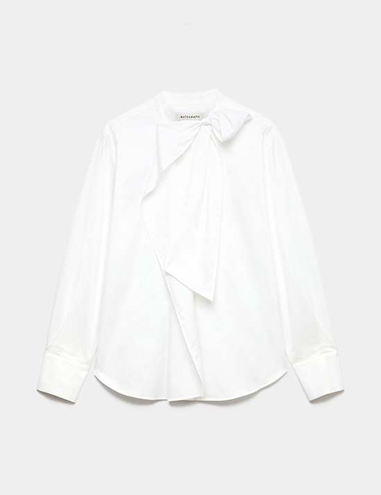 Pure Cotton Tie Neck Shirt
