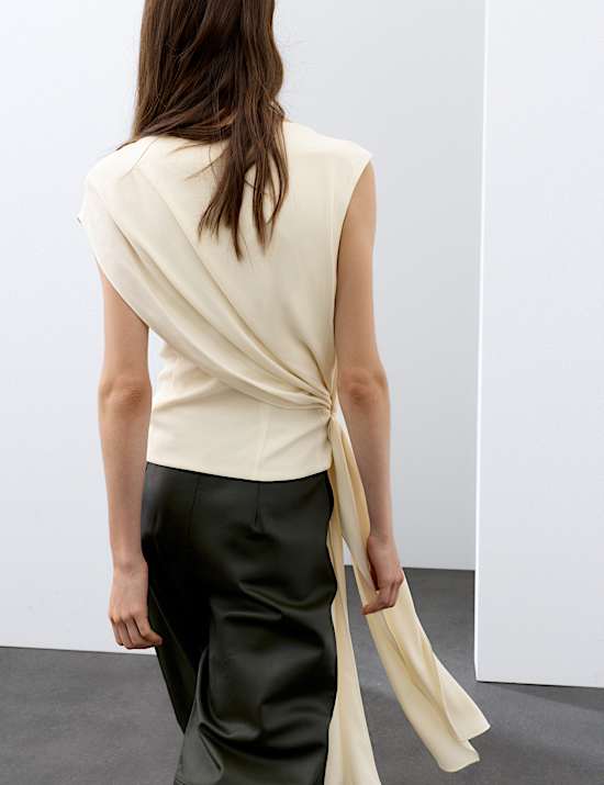 Slash Neck Draped Top