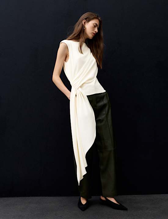 Slash Neck Draped Top