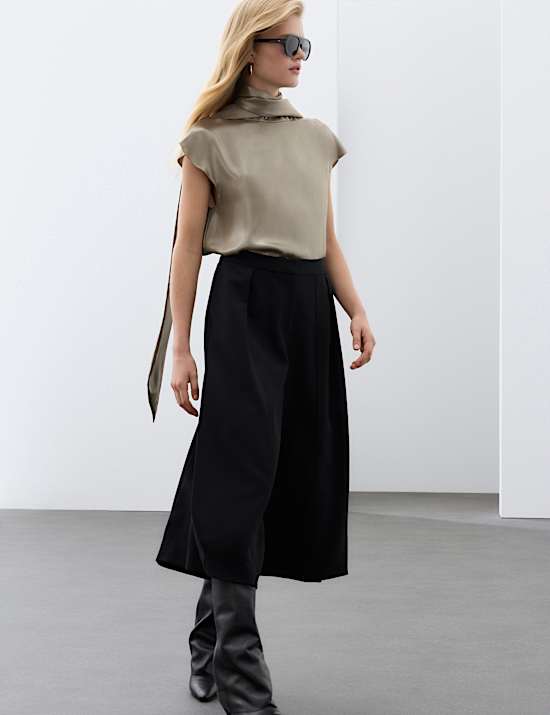Satin Tie Detail Cap Sleeve Top