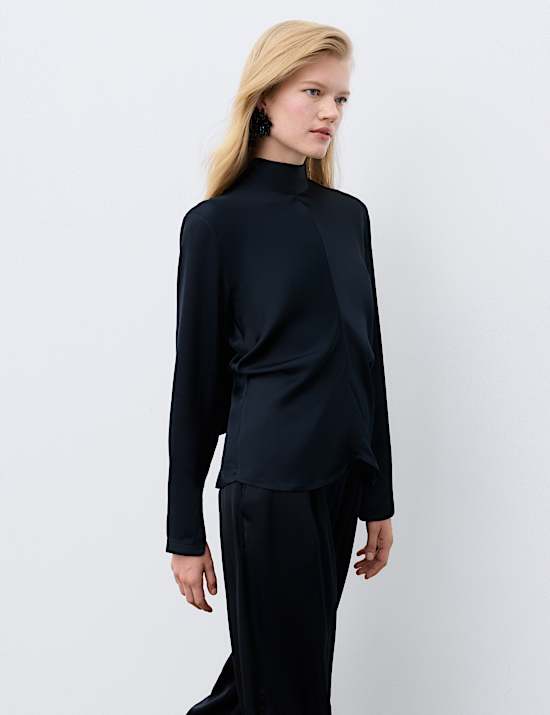 Satin Tie Neck Blouse